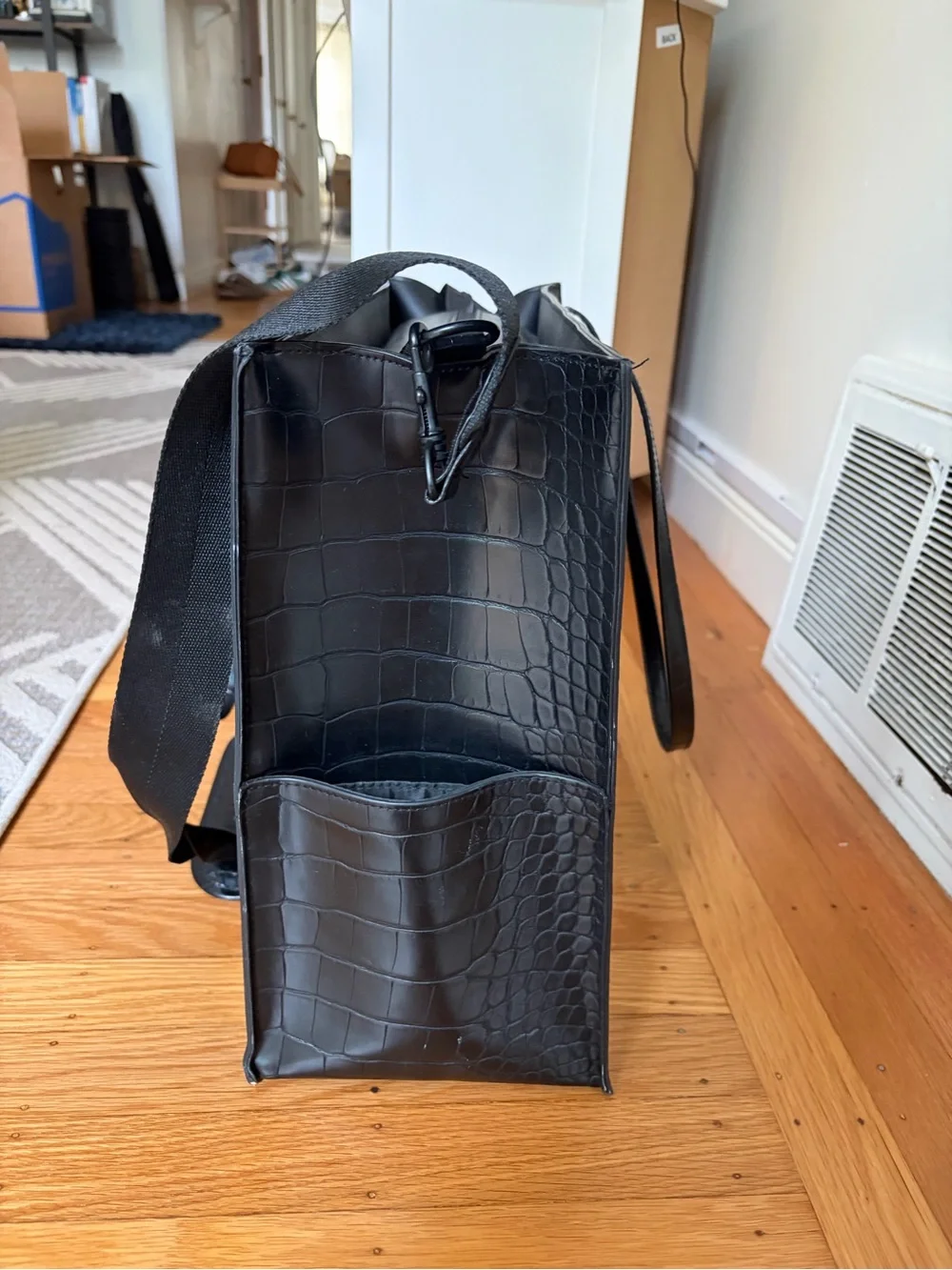 BEIS Black Croc Large Work Tote